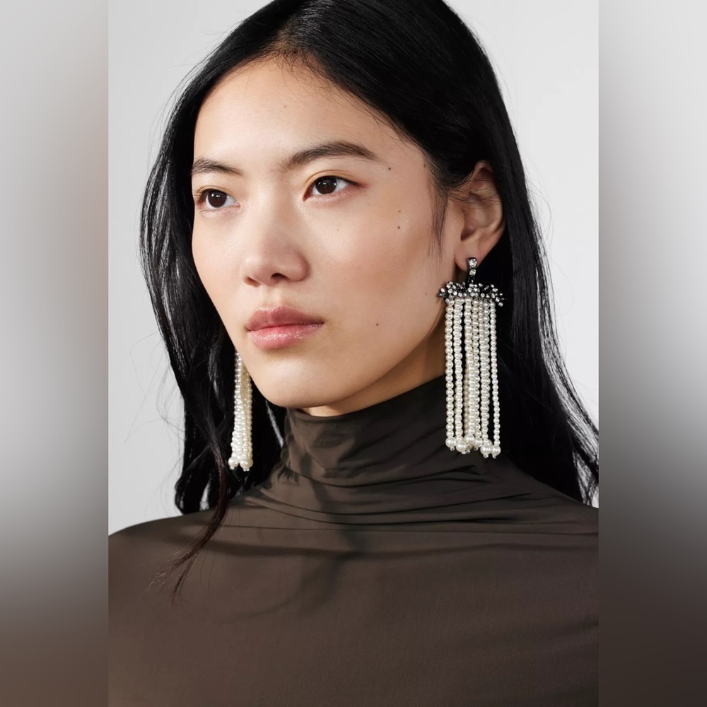 🔥🔥Zara rhinestone pearl waterfall earrings